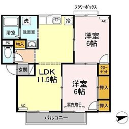 セジュールエムA 2LDKの間取図画像