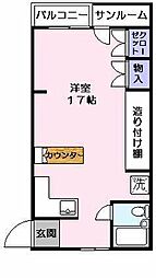 マリンハイツ ワンルームの間取図画像