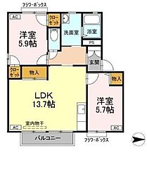 ラシェット・エムザC 2LDKの間取図画像