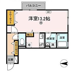 エクセレントワンB ワンルームの間取図画像