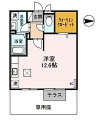 マレットフィールド A棟 2F ワンルームの間取図画像