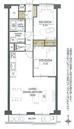 山科ハイツ 2LDKの間取図画像