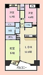 ライオンズガーデン習志野 3LDKの間取図画像