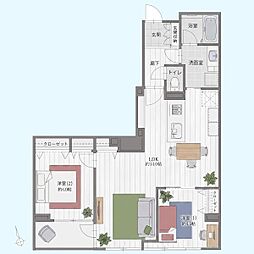 第5稲毛ハイツ 2LDKの間取図画像