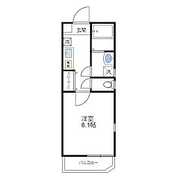 LUMITUS横浜 2階1Kの間取り