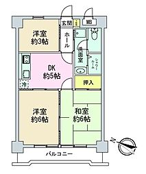 レヂオンス武蔵野台 3DKの間取図画像