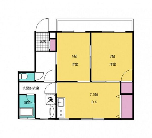 広島県広島市佐伯区屋代1丁目(賃貸マンション2DK・1階・45.34㎡)の写真 その2