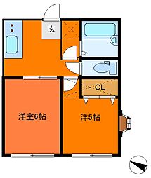 エトワール北小金 2Kの間取図画像