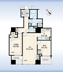 パークコート赤坂桜坂 2LDKの間取図画像