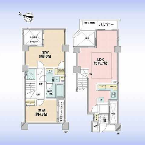 間取り オープンレジデンス白金台B棟 地下1階/-