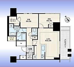 プラウドタワー渋谷 2LDKの間取図画像