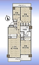 ベルヴィル大宮B棟 3LDKの間取図画像