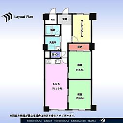 戸田パークハイツ 2SLDKの間取図画像