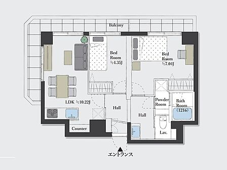 2LDK 間取り