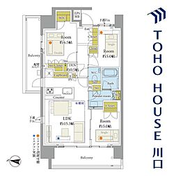 ザ・パークハウス浦和岸町 3LDKの間取図画像