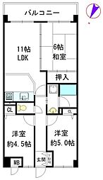 グランドビスタ生駒 3LDKの間取図画像