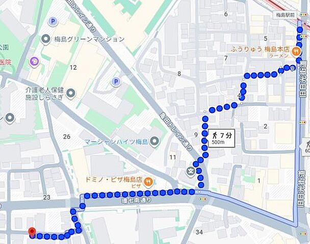 地図 プライムスクエアー梅島 2階/-