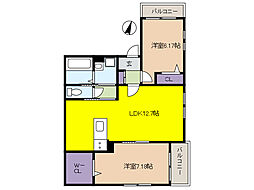ストラッセ芦屋 2LDKの間取図画像