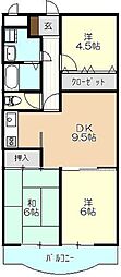 クレール小手指 3DKの間取図画像