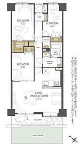 間取り：3LDKの魅力的な間取り！LDKはゆったりとした空間で、ご家族との団らん時間が、より一層充実したものになりますね！家族との仲が深まり、自然と笑顔が増えそうです！現地販売開催中です！