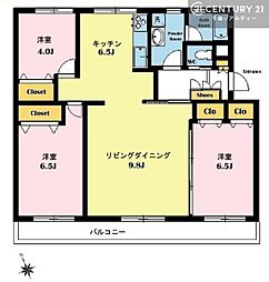 検見川ガーデンハイツ3棟 3LDKの間取図画像