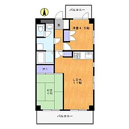 サンリヴィエール五反野 6階2LDKの間取り