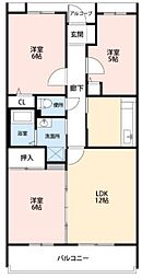 ヴィラ・サンパティーク1 3LDKの間取図画像