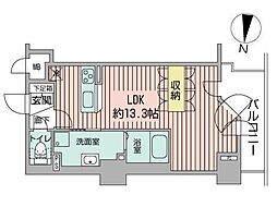UURコート札幌南三条プレミアタワー 13階ワンルームの間取り