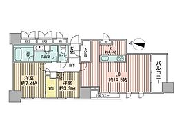 プライムメゾン大通公園 11階2LDKの間取り