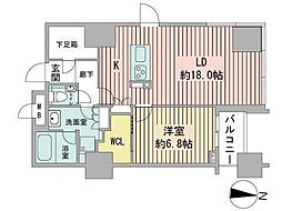 プライムメゾン大通公園 9階1LDKの間取り