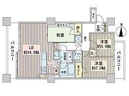 ザ・サッポロレジデンス 2階3LDKの間取り