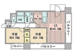 レジディア札幌駅前 11階2LDKの間取り