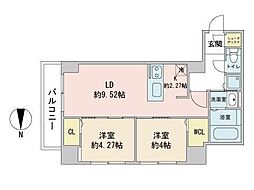 ASHMARUYAMA 2LDKの間取図画像