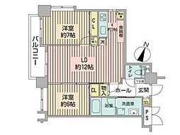 NOVA 知事公館前 4階2LDKの間取り