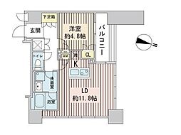 ラフィネタワー札幌南3条 5階1LDKの間取り