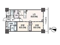札幌市中央区北三条西12丁目マンション 2LDKの間取図画像