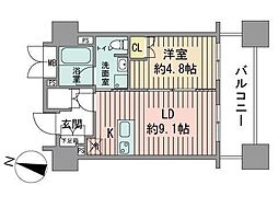 ラフィネタワー札幌南3条 1DKの間取図画像