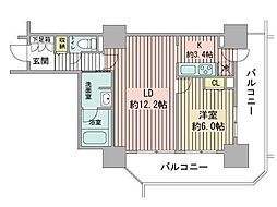 PRIMEURBAN札幌リバーフロント 1LDKの間取図画像