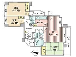 円山公園シティハウス 3LDKの間取図画像