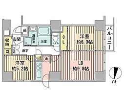 UURコート札幌南3条プレミアタワー 2LDKの間取図画像