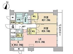 ビッグパレス南5条 2LDKの間取図画像