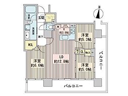 ファインシティ札幌ザ・タワー大通公園 3LDKの間取図画像