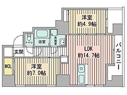 ビッグタワー大通公園 2LDKの間取図画像