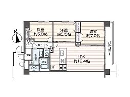 アプロード宮丘公園 3LDKの間取図画像