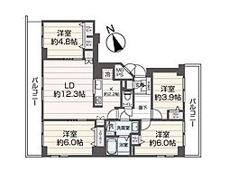 グリーンコーポ中の島 4LDKの間取図画像