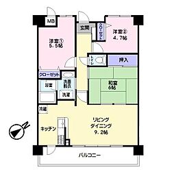 ウィスタリアオーク 3LDKの間取図画像