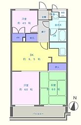 ライオンズマンション川越笠幡 3DKの間取図画像