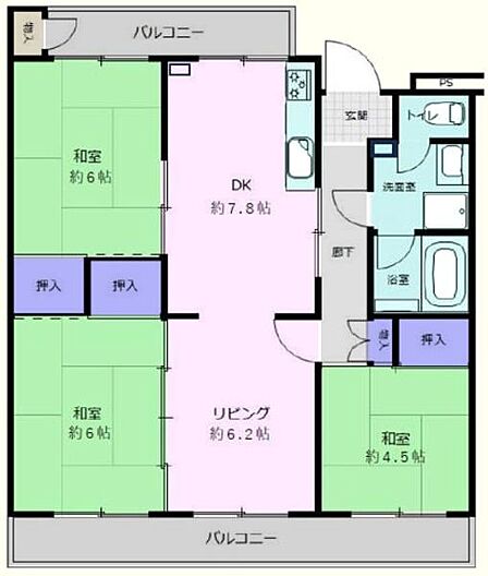 キッチン脇にバルコニーがあります。