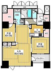 プレミストタワー靱本町 2LDKの間取図画像