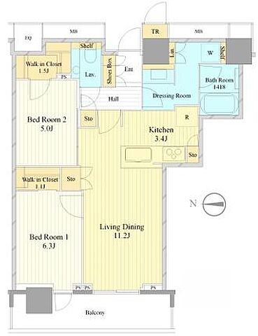 間取り ザ・パークハウス晴海タワーズティアロレジデンス 23階/-